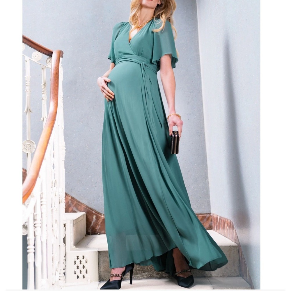 Seraphine Luxe Renae Lift Up Sage Green Nursing Maternity Maxi Dress US 4 NWT